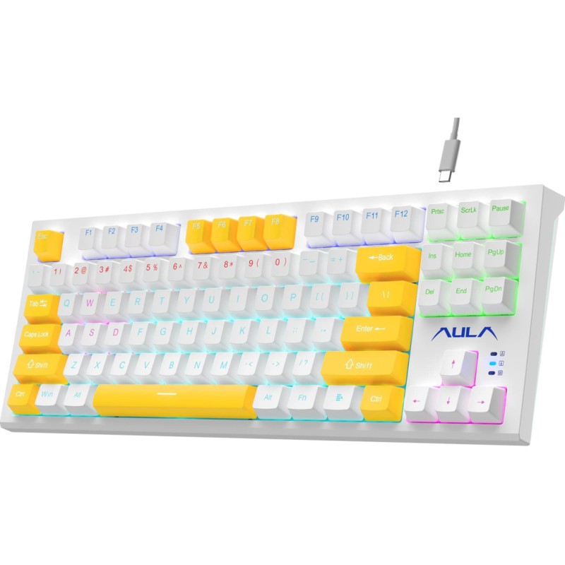 Клавиатура Aula F3032 keycaps plus 21 Yellow keys KRGD Red USB UA White (6948391204680)