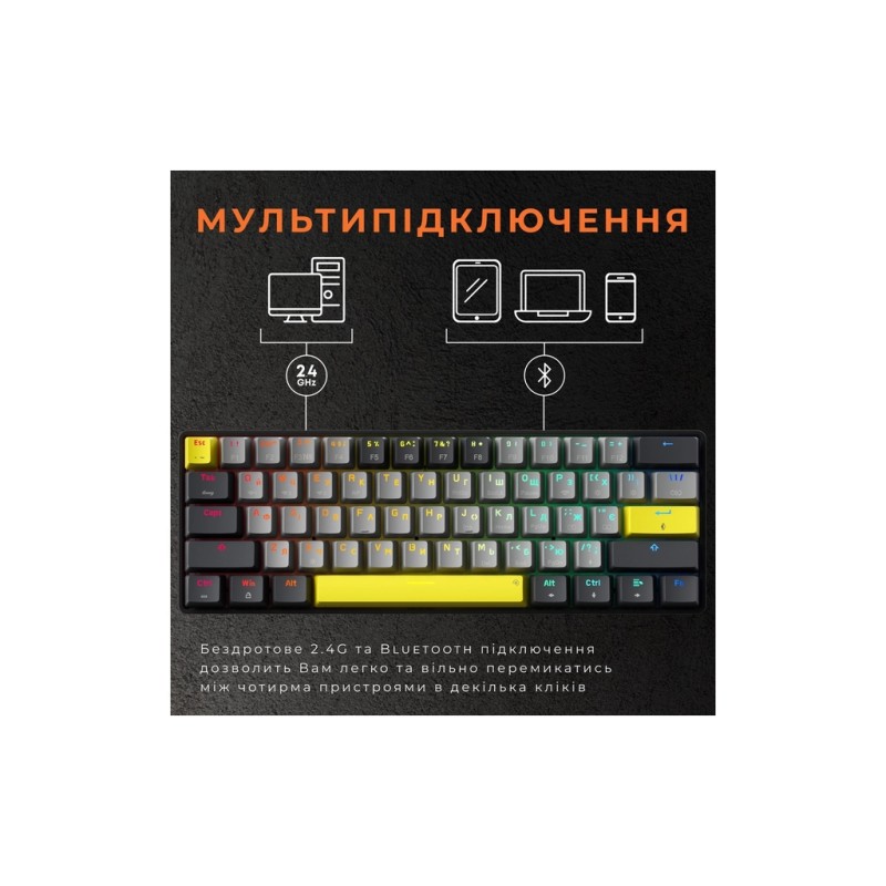 Клавиатура GamePro MK130G Pro Outemu Red Switch Hot-Swap 60 RGB USB/Wireless/Bluetooth Black (MK130G Pro)