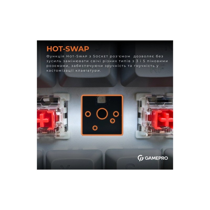 Клавиатура GamePro MK130G Pro Outemu Red Switch Hot-Swap 60 RGB USB/Wireless/Bluetooth Black (MK130G Pro)