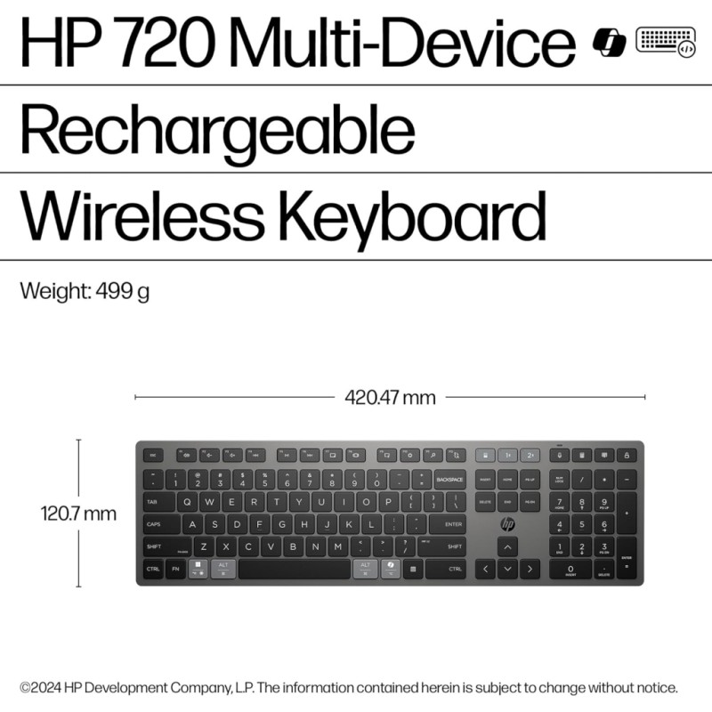 Клавиатура HP 720 Multi-Device Rechargeable Wireless/Bluetooth UA Black (9T5B1AA)