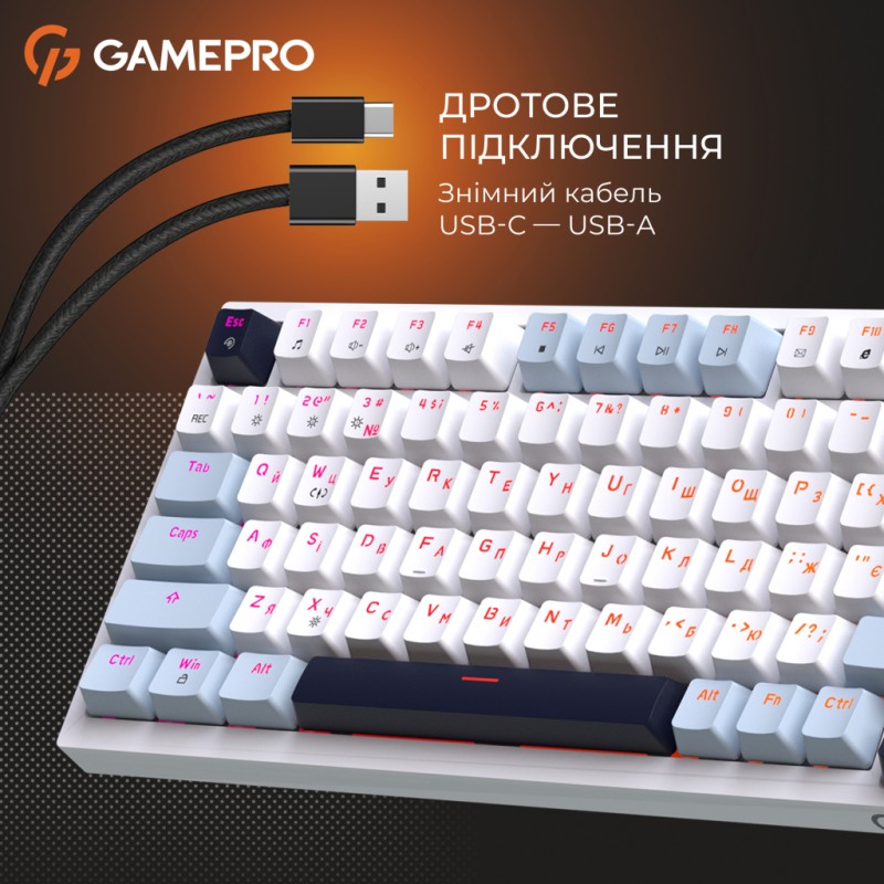 Клавиатура GamePro Genesis Warden MK160BL Outemu Swithes USB White (MK160BL)