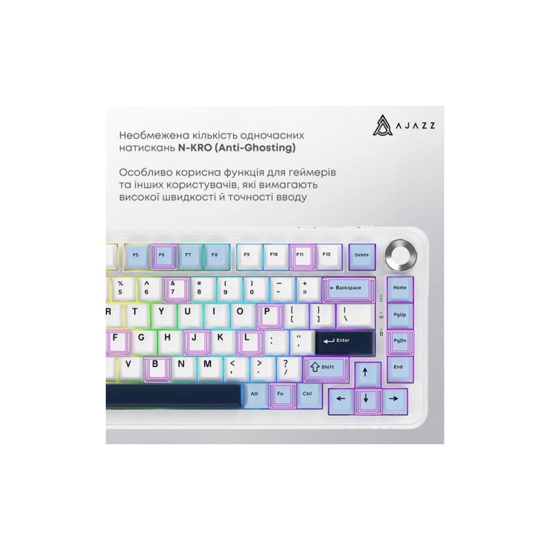 Клавиатура Ajazz AK820 MAX PLUS Daydream Switch RGB Wireless/Bluetooth/USB White (AK820MAX-DD-BWD)