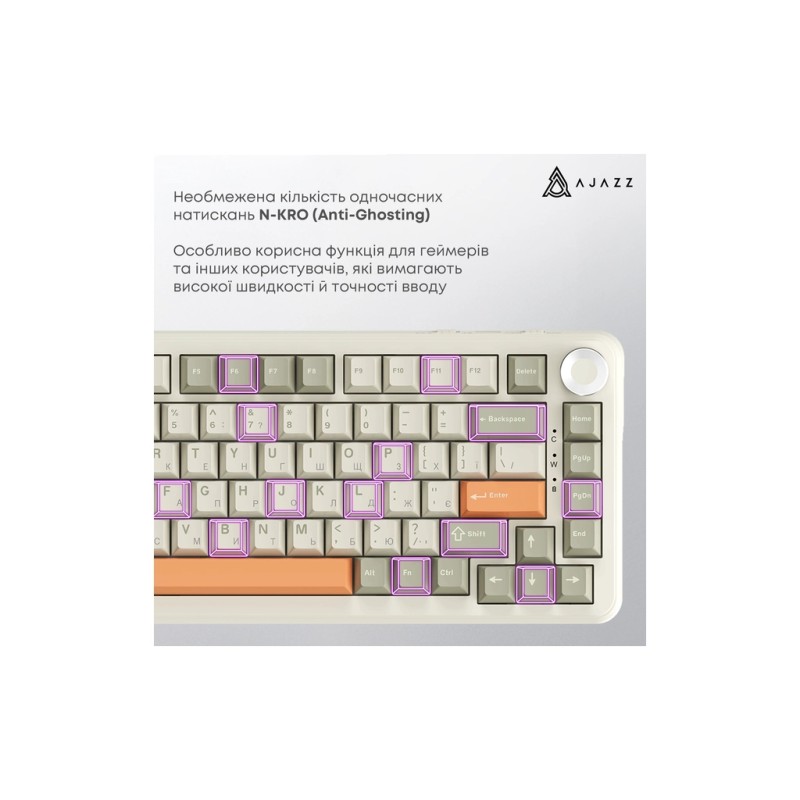 Клавиатура Ajazz AK820 MAX Flying Fish Switch RGB Wireless/Bluetooth/USB Beige (AK820MAX-FF-R)