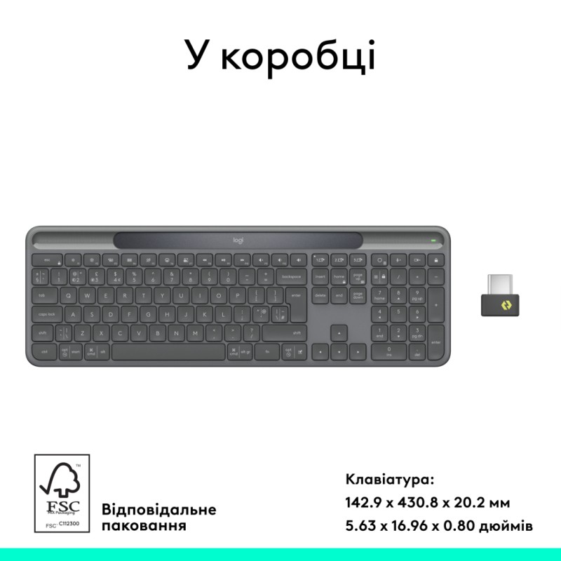 Клавиатура Logitech Slim Solar+ for Business Wireless/Bluetooth Graphite (920-013779)