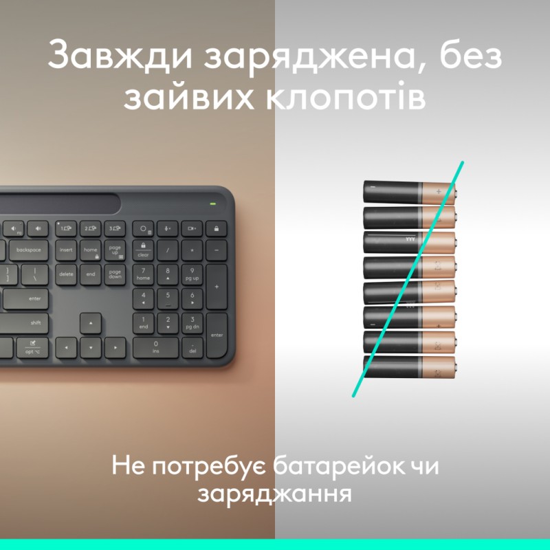 Клавиатура Logitech Slim Solar+ for Business Wireless/Bluetooth Graphite (920-013779)