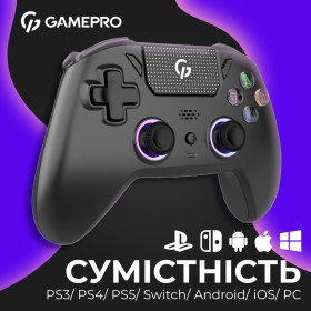 Геймпад GamePro GPS20B 2.4G/BT 5.1/USB (Switch/PC/PS/iOS/Android) RGB Black (GPS20B)