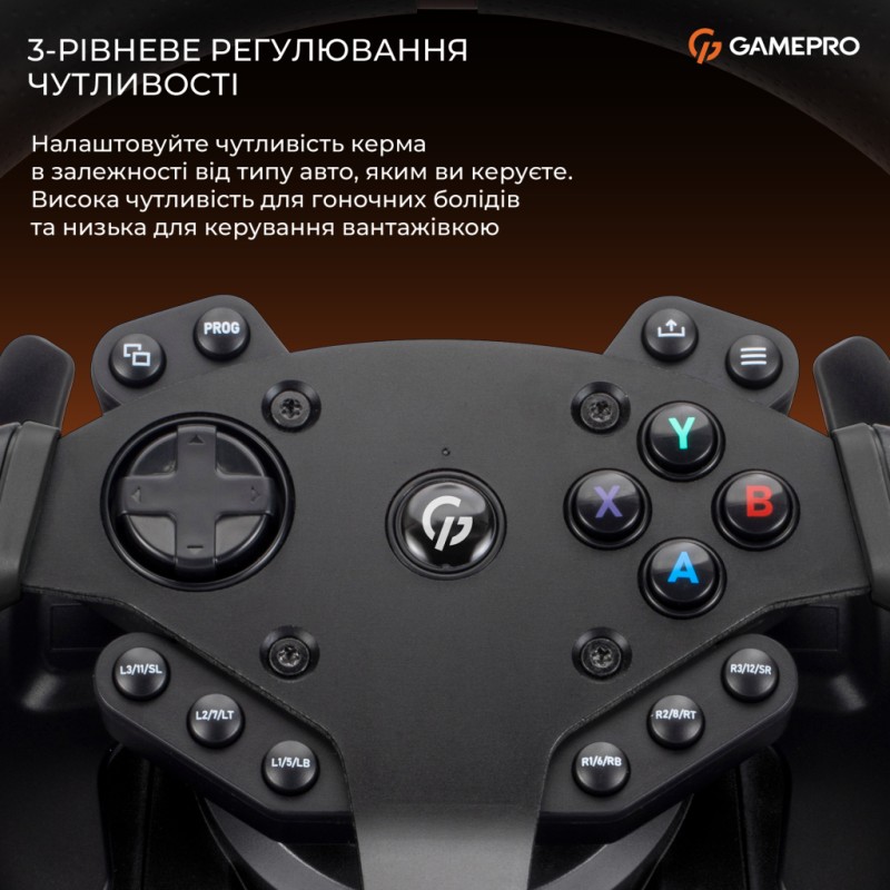 Кермо GamePro RW575PM з педалями та коробкою передач XBOXONE/PS4/PS3/PC/SWITCH (RW575PM)