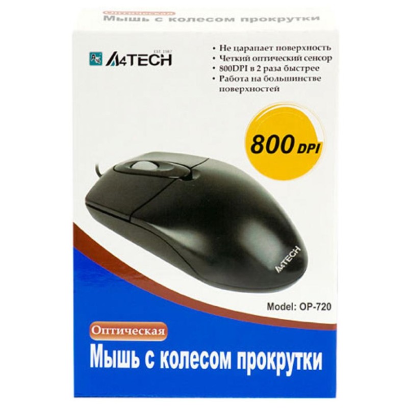 Мышка A4Tech OP-720 Black-PS/2 (4711421699914)