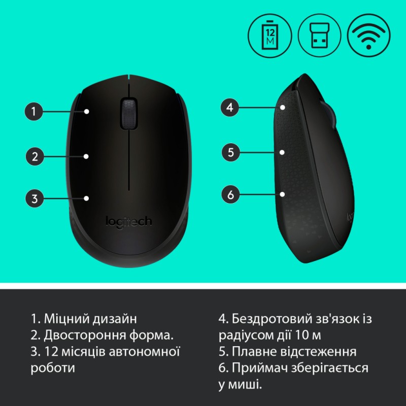 Мышка Logitech M171 Black (910-004424)