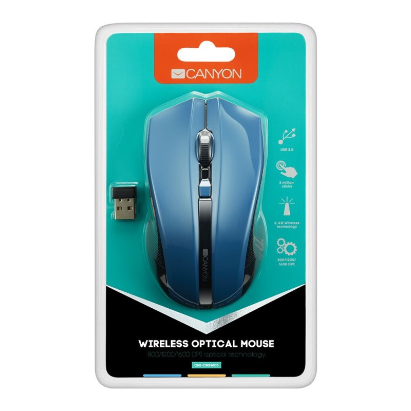 Мышка Canyon MW-5 Wireless Blue-Black (CNE-CMSW05BL)