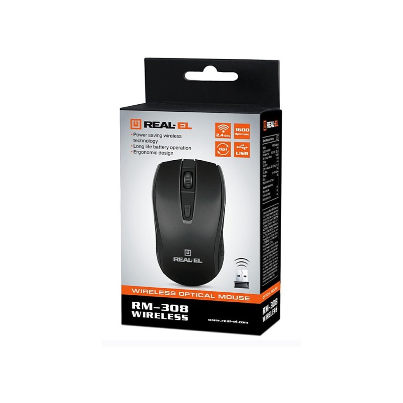 Мышка REAL-EL RM-308 Wireless Black