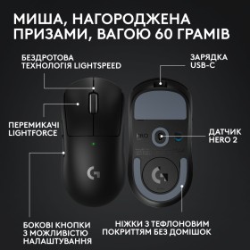 Мышка Logitech G Pro X Superlight 2 Lightspeed Wireless Black (910-006630)