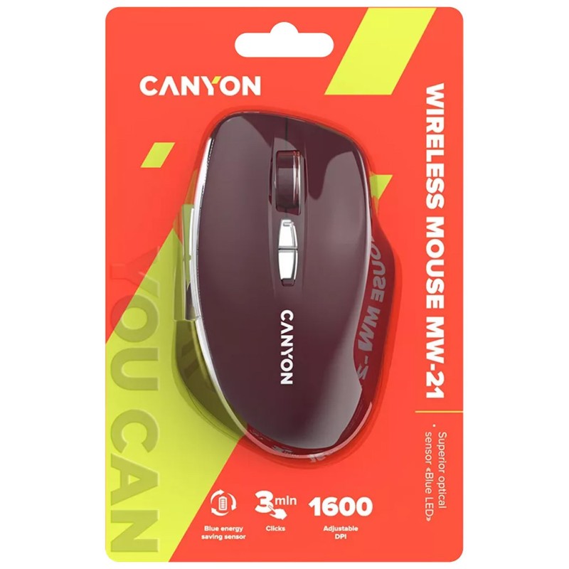 Мышка Canyon MW-21 Wireless Blue LED Burgundy (CNS-CMSW21BR)