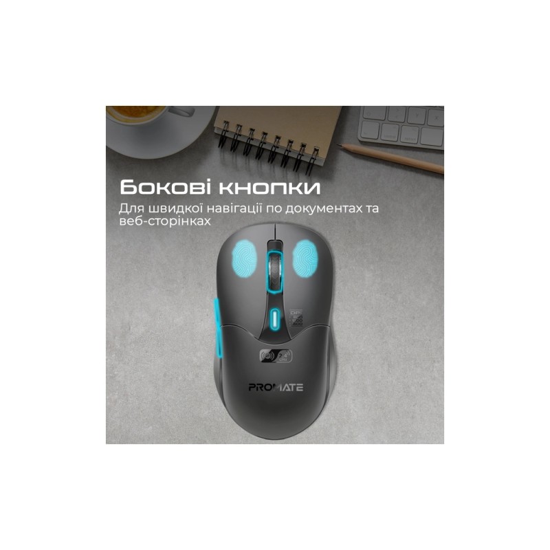 Мышка Promate Samo Wireless/Bluetooth Black (samo.black)