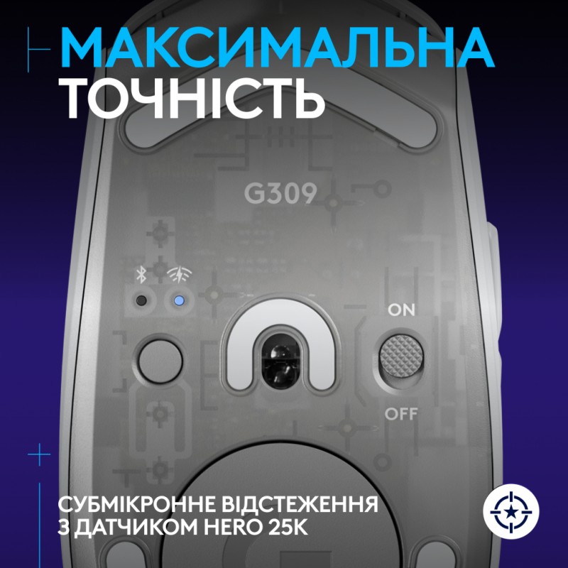Мышка Logitech G309 Lightspeed Wireless/Bluetooth White (910-007207)