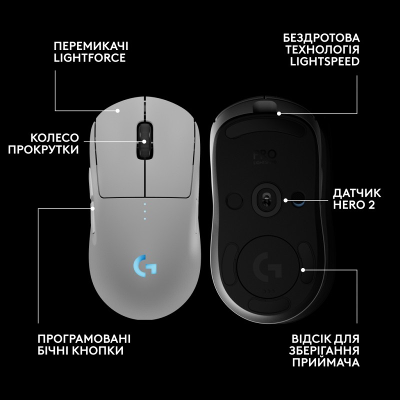 Мышка Logitech G Pro 2 Lightspeed Wireless White (910-007302)