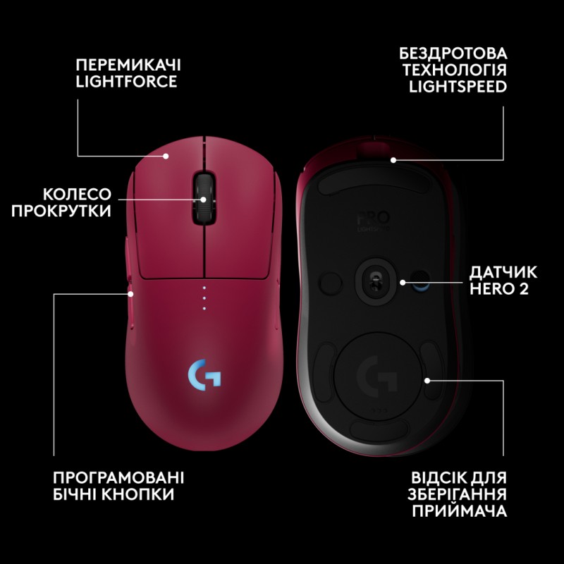 Мышка Logitech G Pro 2 Lightspeed Wireless Magenta (910-007309)