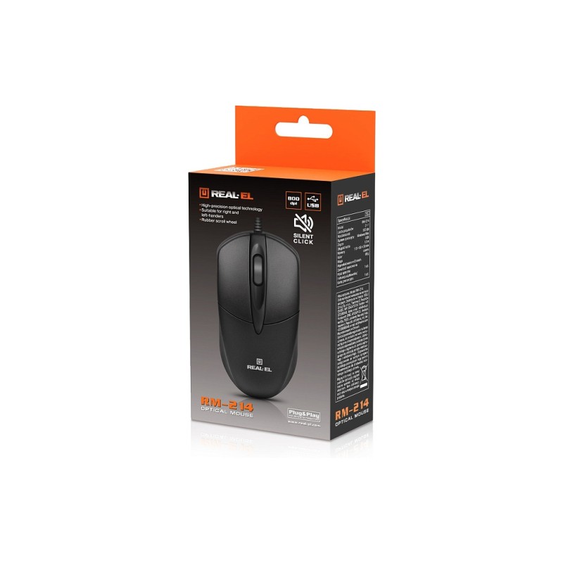 Мышка REAL-EL RM-214 USB Black (EL123200039)