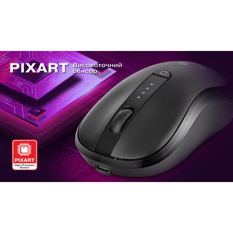 Мышка REAL-EL RM-450W Wireless/Bluetooth Black/Gray (EL123200046)