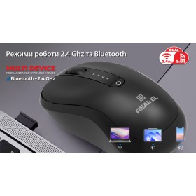 Мышка REAL-EL RM-450W Wireless/Bluetooth Black/Gray (EL123200046)