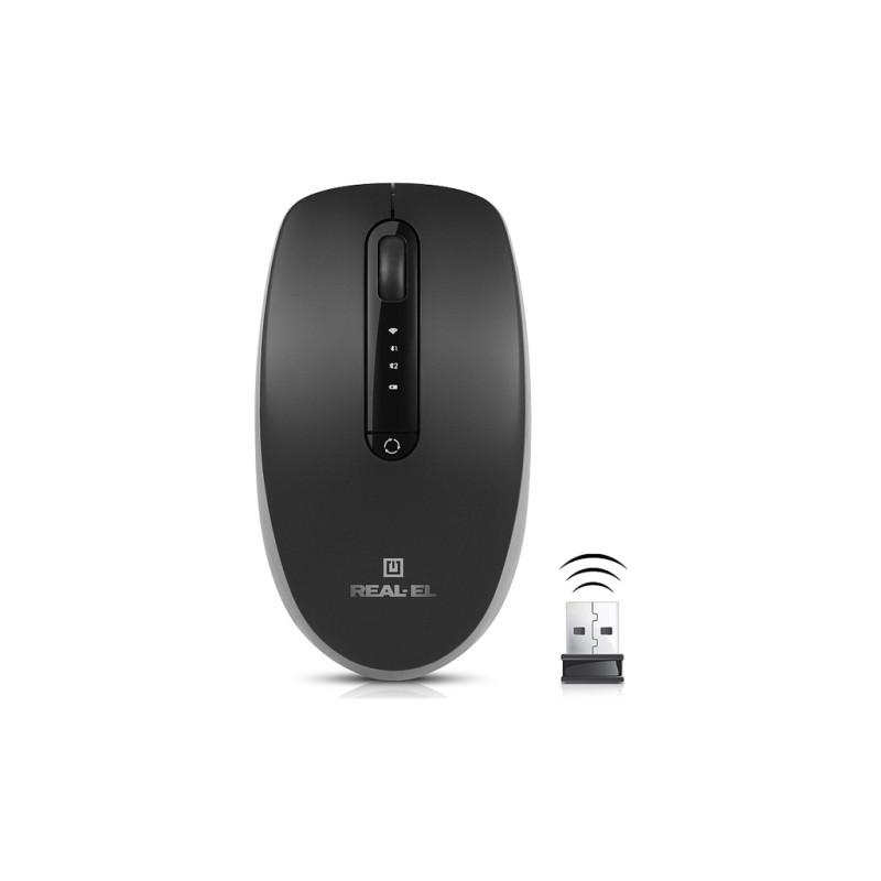 Мышка REAL-EL RM-455W Wireless/Bluetooth Black/Gray (EL123200047)