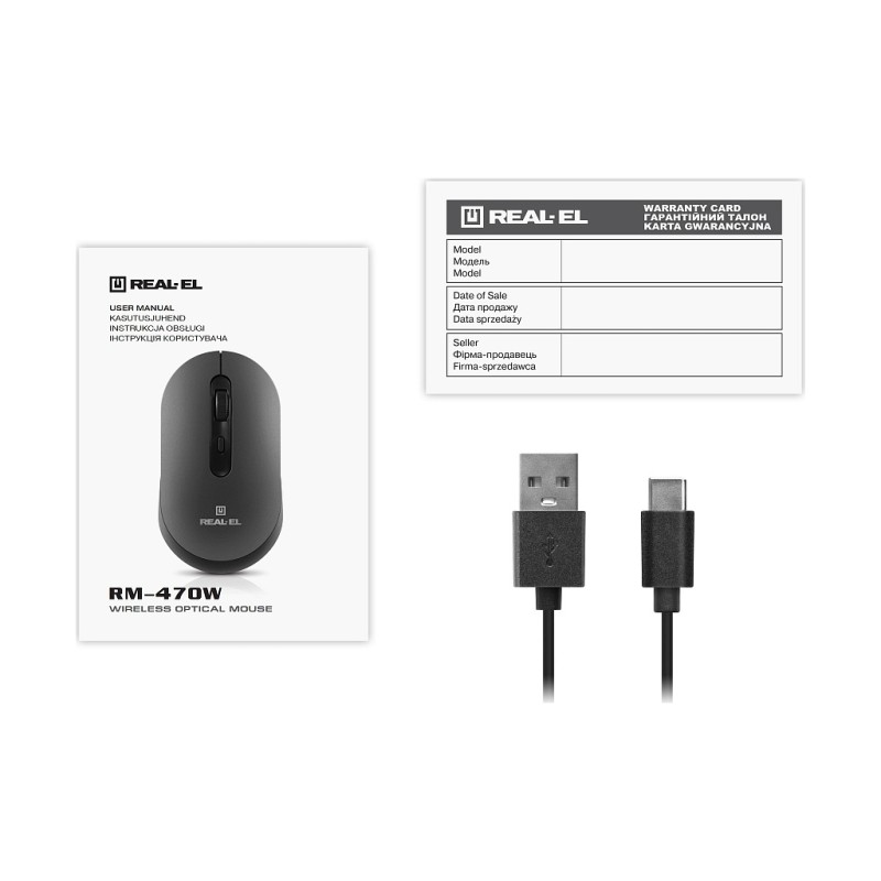Мышка REAL-EL RM-470W Wireless/Bluetooth Dark Gray (EL123200049)