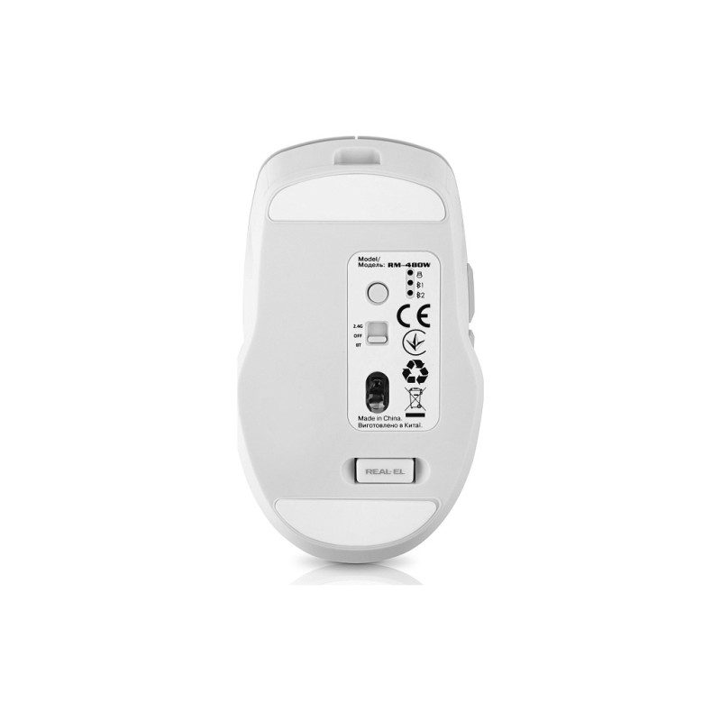 Мышка REAL-EL RM-480W Wireless/Bluetooth White (EL123200050)