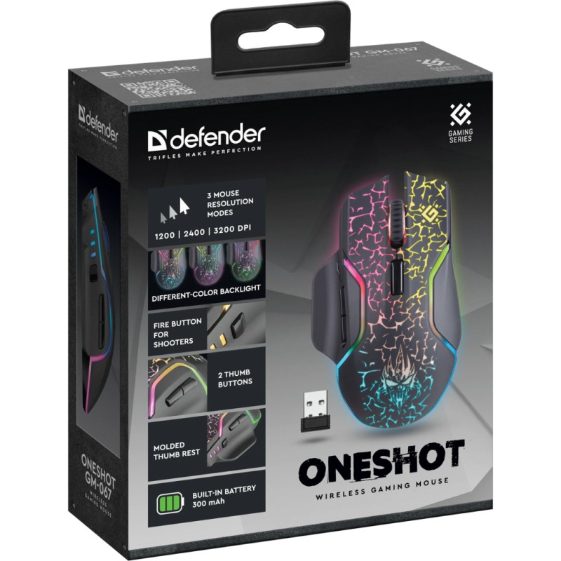 Мышка Defender Oneshot GM-067 Wireless Black (52067)