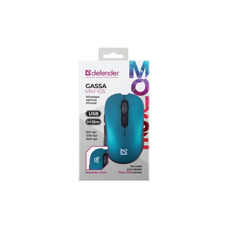Мышка Defender Gassa MM-105 Wireless Turquoise (52102)