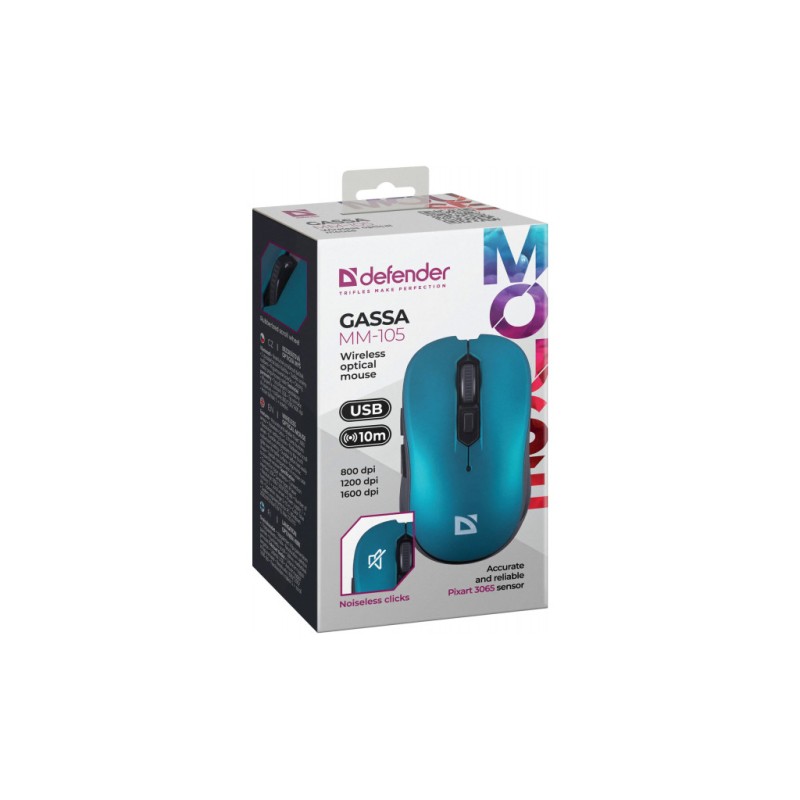 Мышка Defender Gassa MM-105 Wireless Turquoise (52102)