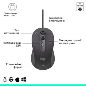 Мышка Logitech Signature M520 for Business USB-C Graphite (910-007511)