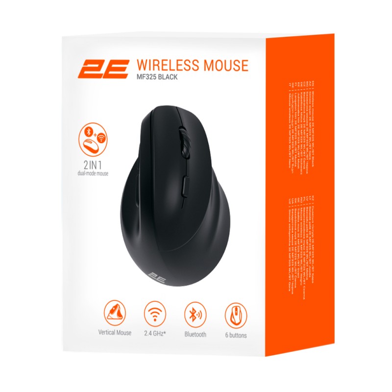 Мышка 2E MF325 Silent Wireless/Bluetooth Black (2E-MF325WBK)