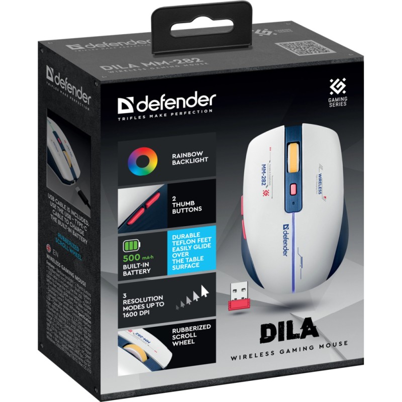 Мышка Defender Dila MM-282 Wireless White/Blue (52282)