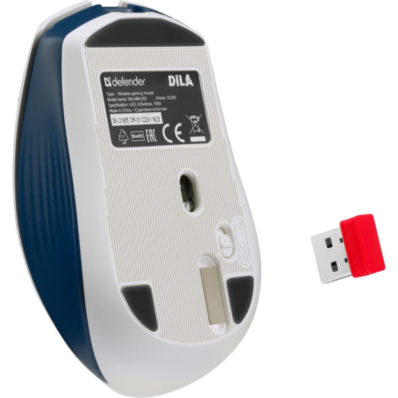 Мышка Defender Dila MM-282 Wireless White/Blue (52282)