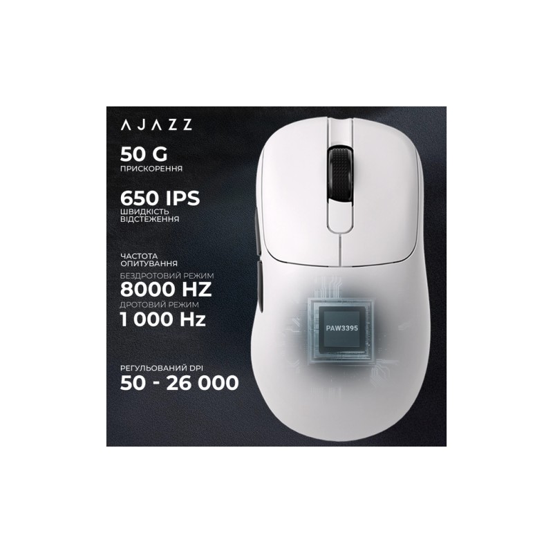 Мышка Ajazz AJ179PRO Wireless/Bluetooth/USB Charging Dock White (AJ179-PRO-W)