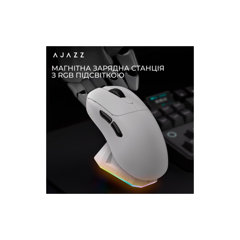 Мышка Ajazz AJ179PRO Wireless/Bluetooth/USB Charging Dock White (AJ179-PRO-W)