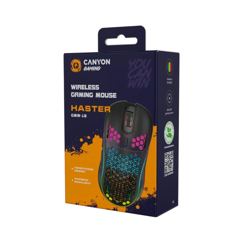 Мышка Canyon Haster GMW-18 Wireless Black (CND-SGMW18)