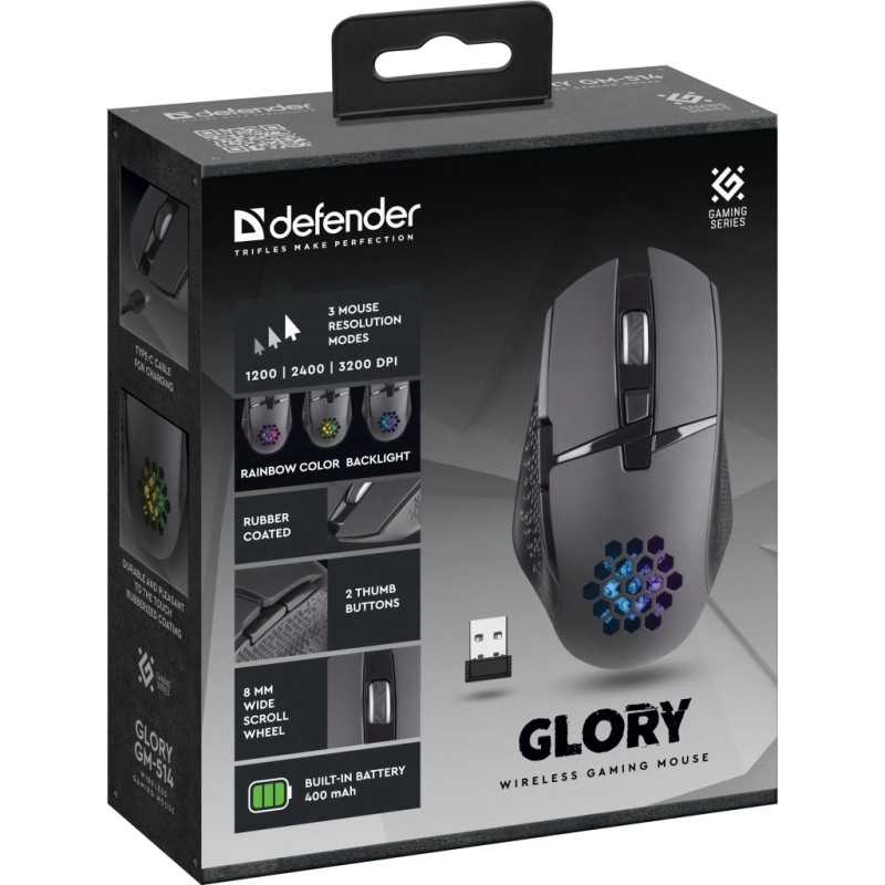 Мышка Defender Glory GM-514 LED Wireless Black (52514)