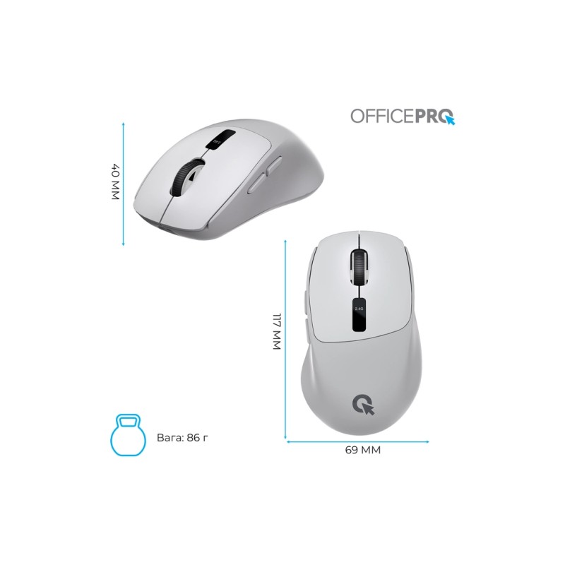 Мышка OfficePro M398G Wireless/Bluetooth Gray (M398G)