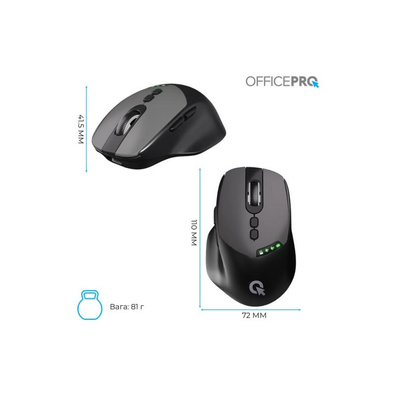 Мишка OfficePro M520B Wireless/Bluetooth Black (M520B)