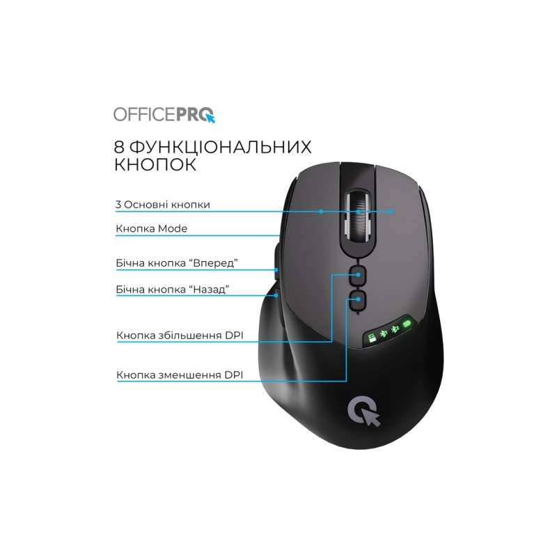 Мишка OfficePro M520B Wireless/Bluetooth Black (M520B)