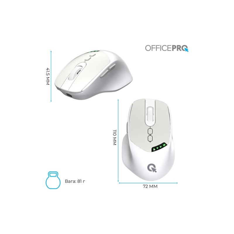 Мышка OfficePro M520W Wireless/Bluetooth White (M520W)
