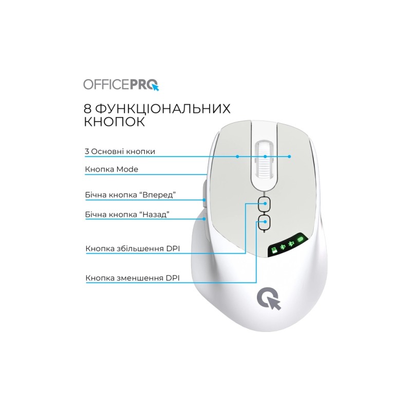 Мышка OfficePro M520W Wireless/Bluetooth White (M520W)