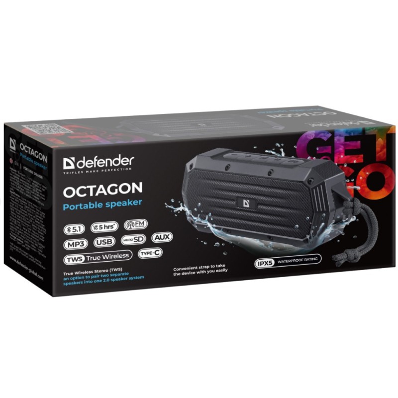 Акустическая система Defender Octagon Bluetooth Black (65039)