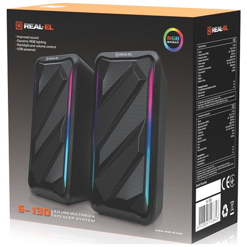 Акустична система REAL-EL S-130 USB Black (EL121100018)