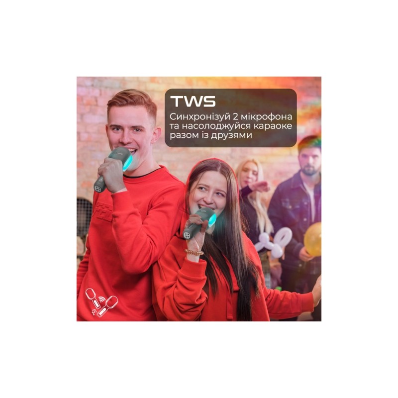 Микрофон Promate VocalMic Bluetooth 2 x AUX LED Black (vocalmic.black)