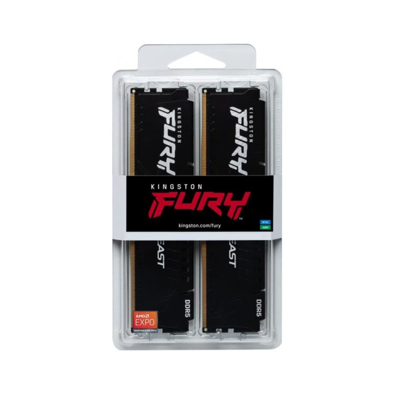 Модуль памяти для компьютера DDR5 64GB (2x32GB) 5600 MHz Fury Beast Black Kingston Fury (ex.HyperX) (KF556C36BBE2K2-64)
