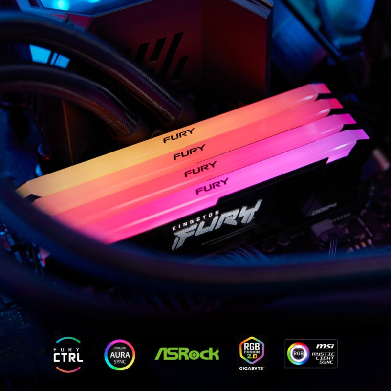 Модуль памяти для компьютера DDR4 8GB 3200 MHz Beast RGB Kingston Fury (ex.HyperX) (KF432C16BB2A/8WP)
