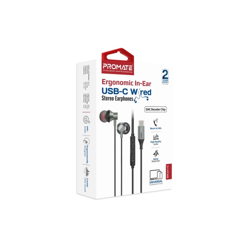 Наушники Promate Silken-C Grey (silken-c.grey)