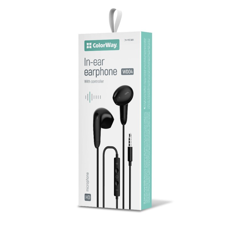 Наушники ColorWay 3.5 mm Wired Earphone Sound Wave Black (CW-WD04BK)